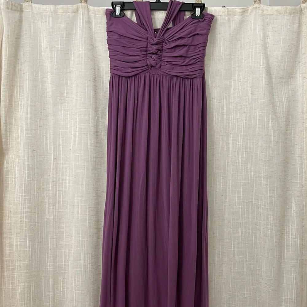 Type Z Strapless Maxi Dress with Tie around Neck Purple Size Large EUC - Picture 1 of 8